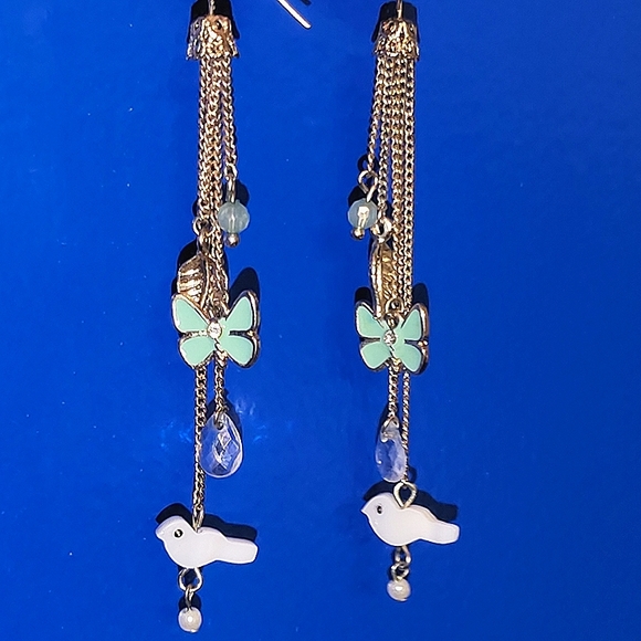 Bird and Butterfly Dangle Earrings - Picture 2 of 3